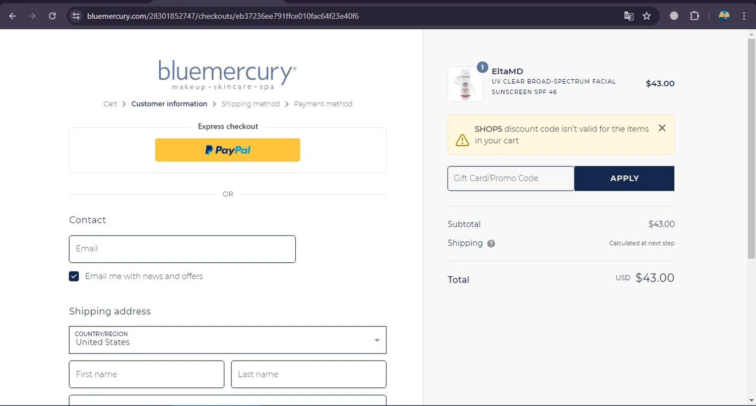 How to apply Bluemercury coupon code